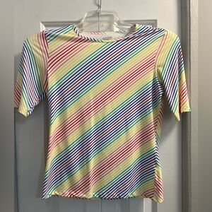 Women’s Land’s End Rainbow Stripe Rashgaurd Swim Shirt